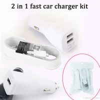 Wholesale Car charger sets V2A v1 A single usb dual usb version with M ft type C cable or M ft micro usb data cable