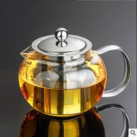 Wholesale 2021 Best Heat Resistant Glass Tea Pot Flower Tea Set Puer kettle Coffee Teapot Convenient With Infuser Office Home Teacup