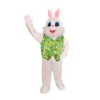 Wholesale Easter Green Vest Plush Easter Rabbit Mascot Costumes Christmas Fancy Party Dress Cartoon Character Outfit Suit Adults Size Carnival Xmas Fursuit Theme Clothing