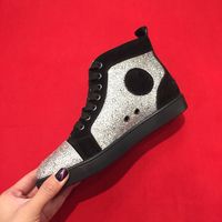Wholesale Red bottom sneaker for men and women high top casual shoe designer low collar lace with black blue suede