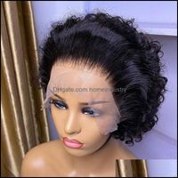 Wholesale Products Lace Wigs Pixie Cut Wig Short Curly X2 Transparent Frontal Human Hair For Women Deep Bob Closure Drop Delivery Pysi