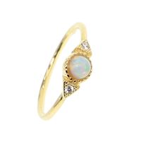 Wholesale Cluster Rings Elegant Gold Filled Fashion Jewelry Three Stone Clear Cz Fire Opal Simple Stack Diy Delicate Ring