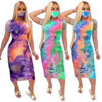 Wholesale designer womens dresses womens tie dyed flower dress women long maxi dresses plus size women clothing S XXL