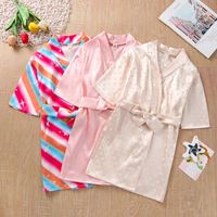 Wholesale Kid For Girl Pajamas Clothing Shower Bath Robe Cartoon Baby Sleepwear Rainbow Flower Dot Print Summer Clothe Suit Wear Outfit Boutique Long Nightgown