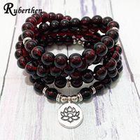 Wholesale Beaded Strands Ruberthen mm Garnet Mala Bead Bracelet For Women Spiritual Yoga Meditation High Quality Buddhist Jewelry