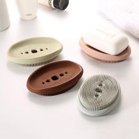 Wholesale Silicone Soap Dish Storage Holder Multicolor Drain Laundry Cleaning Brush In Dishes Anti Skid Box Bathroom Supply Party Favor