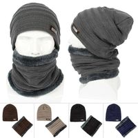 Wholesale Scarves Winter Mens Oversize Warm Baggy Beanie Knit Hat Slouchy Cuff Skull Ski Cap Fleece Neck Warmer Set Unisex Lined Neckerchief