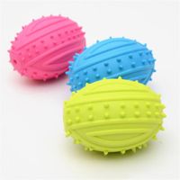 Wholesale Dog Chew Squeaky Ball D Rugby Shape Pet Molar Biting Toy Puppy Interactive Training Rubber Sound Balls