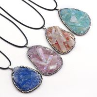 Wholesale Pendant Necklaces Irregural Rough Stone Resin Necklace Natural Agates For Making Jewerly Party Gift Length cm