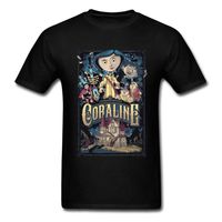Wholesale T shirt Coraline the Secret Door Men T Shirts Coraline Secret Door Mens Tshirt Horror Fantasy Animation Movie Tops Tees Custom