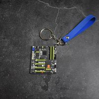 Wholesale Keychains Creative GIGABYTE Motherboard Keychain Mini Mainboard Model Car Keyring Soft Rubber Systemboard Pendant Intel AMD CPU Gamer Gift