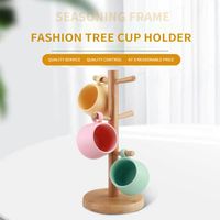 Wholesale Bamboo wooden inverted drain tree cup holder fashion tea set glass finishing storage rack