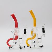 Wholesale 10 Colored curved neck hookahs high end recycler bong with percolator