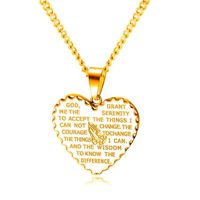 Wholesale Pendant Necklaces Titanium Steel Love Heart Necklace Black Retro Christian Prayer Hands Scripture Word Women Gold Cross Necklac Man