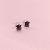 Wholesale Genuine Sterling Silve Black Agate Bear Faceted Mini Earrings DIY Charms Fit Original beads Charm Earrings Fashion Women Engagement Jewelry Accessories