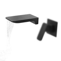 Wholesale Other Home Garden Black Wall Mounted Bathroom Tub Waterfall Spout Square round Faucet Brass T30w