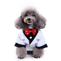 Wholesale Dog Apparel Sizes S M L XL Pet Cat Clothes Wedding Party Festival Suit Tuxedo Bow Tie Puppy Jumpsuit Coat For Large Small