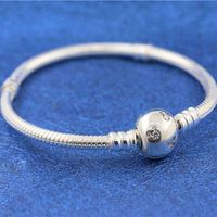 Wholesale 925 Sterling Silver Moments Lovely Micky Cz Clasp Snake Chain Bracelet for Women Fit Pandora Style Charms Beads Jewelry