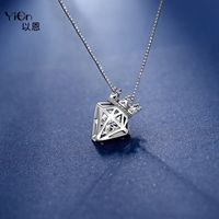 Wholesale 925 Sterling Silver Bride Wedding Crown Diamond Necklace Net Red Best Friend Queen Tanabata Gift