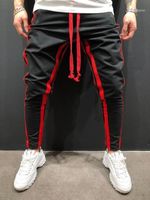 Wholesale Autumn Men s Pants Youth Casual Striped Fitness Stitching Zipper Foot Sports Trousers Loose Overalls
