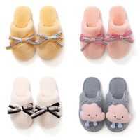 Wholesale newly girl shoes bowknot autumn winter clouds cute home cotton slipper white red yellow women warm breathable fashion all inclusive plush slippers