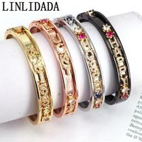 Wholesale Bangle Fashion Crystal Zirconia Slide Letter Charms Bangles For Diy Bracelets Charm Jewelry Choose Style