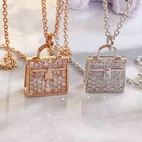 Wholesale Aijia H bag Necklace S925 Sier Plated Kelly Diamond Small Qingxin Japanese and Korean Portable Clavicle Chain