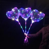 Wholesale Party Decoration Heart shaped LED Large Size Bobo Balloon With Inch Tow Bar Valentine s Day String Lights Balloons Colorful XG0060