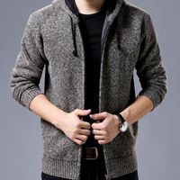 Wholesale Men s Sweaters Winter Korean Style Fashion Men Long Sleeve Fur Lining Zipper Casual Coats Male Sweatercoat Slim Fit Warm Outwear Plus Size