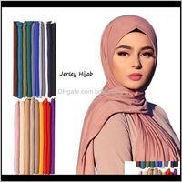 Wholesale Hats Scarves Gloves Fashion Aessoriesmuslim Hijab Women Jersey Scarf Plain Color Elasticity Cotton Shawls And Wraps Headband Winter Warm L