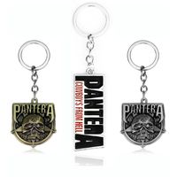 Wholesale Keychains Music The Band Pantera Skull Keychain HEAVY METAL Logo Ring Gift Key Chian Holder For Car