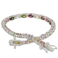 Wholesale natural gemstone jewelry wholale cts tourmaline gemstone and cts genuine zircon sterling sier tennis Bracelets