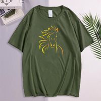 Wholesale Men s T Shirts Yellow Horse Art Graphic Printed Men T Shirt Summer Fashion Oversize Tshirts Animal Picture Casual Round Neck Tees Cartoon To