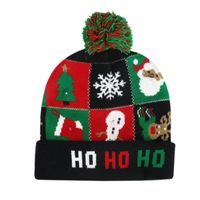 Wholesale Hats Caps Cross Border New Arrival Removable Battery Style Colorful Luminous Knitted Santa Claus Led Light Christmas Hat