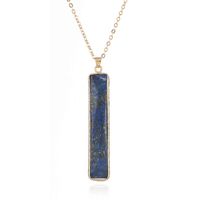Wholesale Fashion Woman Jewelry Long Gold Edge Natural Stone Bar Necklac