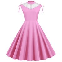 Wholesale Summer Pink Red Solid Elegant A line Party Dress Women Slim White Sleeveless Swing Pin Up Vintage Dresses Plus Size Robe Femme Casual