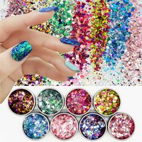 Wholesale 1Box Chameleon Nail Sequins Glitter Holographic Powder Dust Dazzling Manicure Sparkly Paillette Chunky Decorations