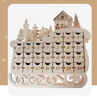 Wholesale Sleigh Wooden Advent Calendar Countdown Christmas Decor Drawer with LED Light H0924