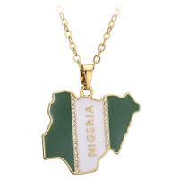 Wholesale Nigeria Nigerian Flag Oil Map Diamond Gold Necklace