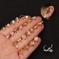 Wholesale Drop pc Crystal Flower Fishbone Snake Copper Hoop Earrings For Women Crown Knot Cross Star Ear Piercing Jewelry Huggie