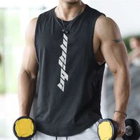Wholesale Bodybuilding Sports Tank Tops Men Gyms Fitness Workout Sleeveless Shirt Male Summer Loose Undershirt Running men Vest