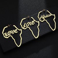 Wholesale Fashion Africa Map Earrings For Women Jewelry Sliver Color Gold Stainless Steel Letter LOVE Stud Bijoux Femme