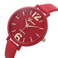 Wholesale Wristwatches Geneva Fashion Casual Luxury Analog Quartz Wrist Watch Women Faux Roman Numerals Leather Selling Q