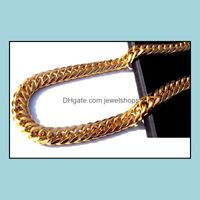 Wholesale Chains Necklaces Pendants Jewelry Heavy Mens K Real Solid Gold Finish Thick Miami Cuban Link Necklace Chain Drop Delivery Azdgw