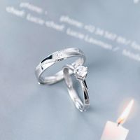 Wholesale Real Sterling Silver Matching Rings for Couples Women Men Adjustable Lovers Engagement Wedding Bridal Jewelry