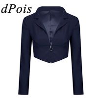 Wholesale Womens Long Sleeves Blazer Wrap Tops Casual Solid Color Office Lady Cropped Blazers Jacket Female Business Suit Femme Workwear H0918