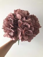 Wholesale Decorative Flowers Wreaths Dusty Rose Artificial Hydrangea Heads Silk Fake For Wedding Home Party Decoration1