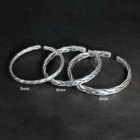 Wholesale Heavy Solid Pure Silver Twisted Bangles Mens Sterling Silver Bracelet Vintage Punk Rock Style Armband Man Cuff Bangle G0916