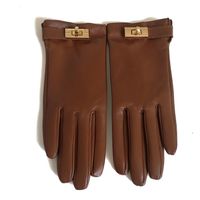 Wholesale Hs Same Style Autumn and Winter British Imported Sheepskin Leather Gloves Womens Thin Short Driving Warm Hand Touch Screen Repair