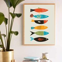 Wholesale Paintings Nordic Colorful Fish Abstract Posters And Prints Wall Art Canvas Painting Pictures For Living Room Bedroom Decor